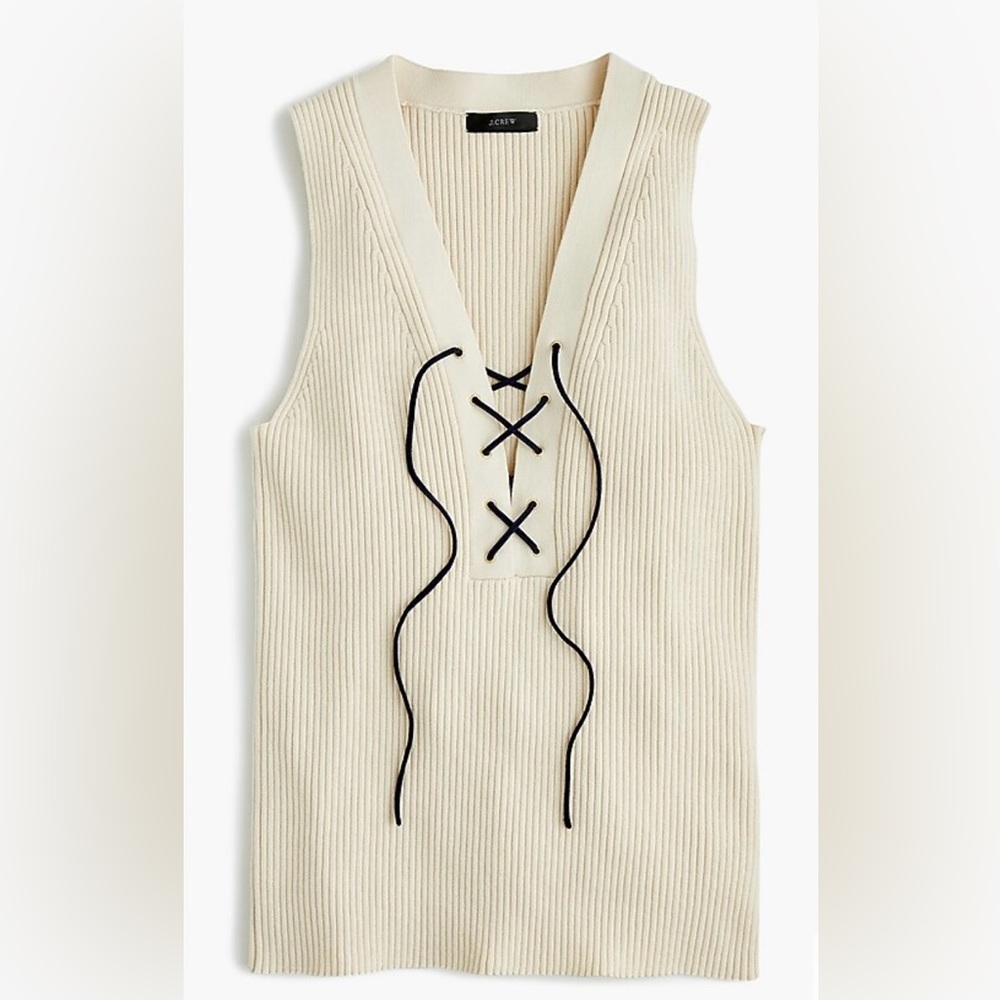 J Crew Ribbed Lace Up Sweater Tank